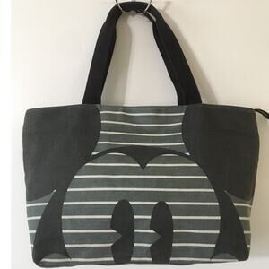 Disney Store Walt Disney Studios Mickey Mouse Striped Canvas Tote Bag Zip Close